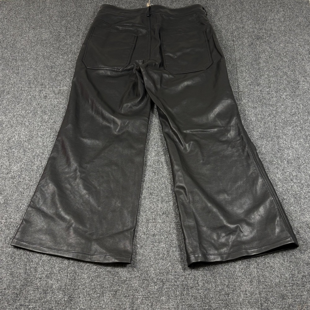 Pilcro Anthropologie Wide Leg Faux Leather Pants Black Women's Size 30P (30x26) - Picture 6 of 13